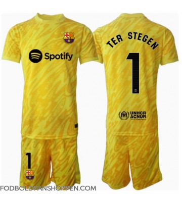 Barcelona Ter Stegen #1 Målmand Hjemmebanetrøje Børn 2024-25 Kortærmet (+ Korte bukser)